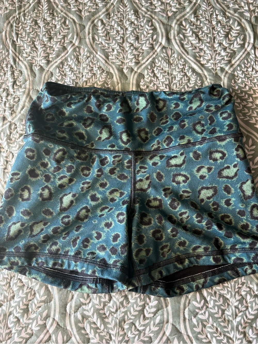 Fleo Teal Green Leopard Bike Shorts